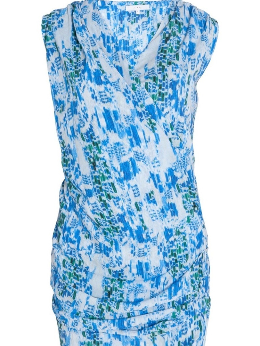 IRO STORM WATERCOLOR DRAPED SLEEVELESS MINI DRESS SIZE 1 (SMALL)!